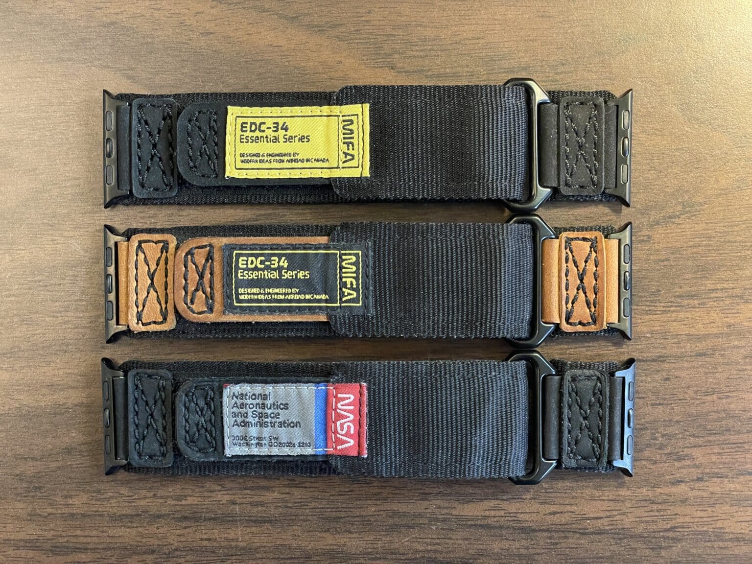 All three Mifa nylon Apple Watch bands together.