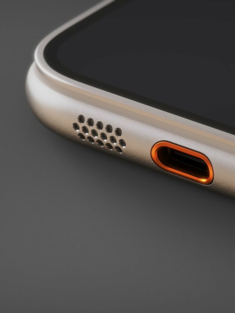 Mockup of the rumored iPhone Ultra showing a button detail