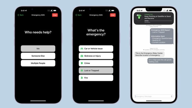 Apple’s Emergency SOS via satellite service is text, not a phone call