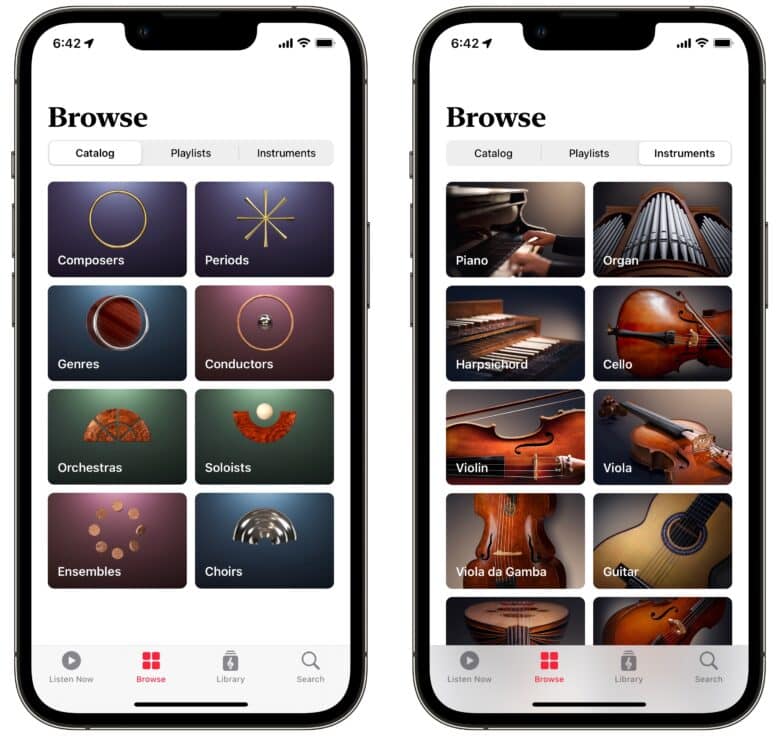 Browse tab in Apple Music Classical