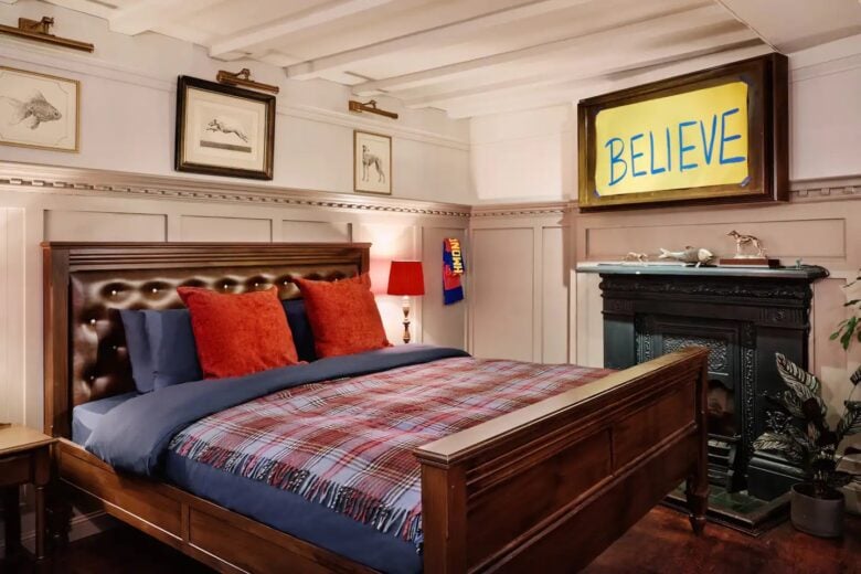Crown & Anchor Ted Lasso promo bed "Believe" it: You might sleep in this very bed.