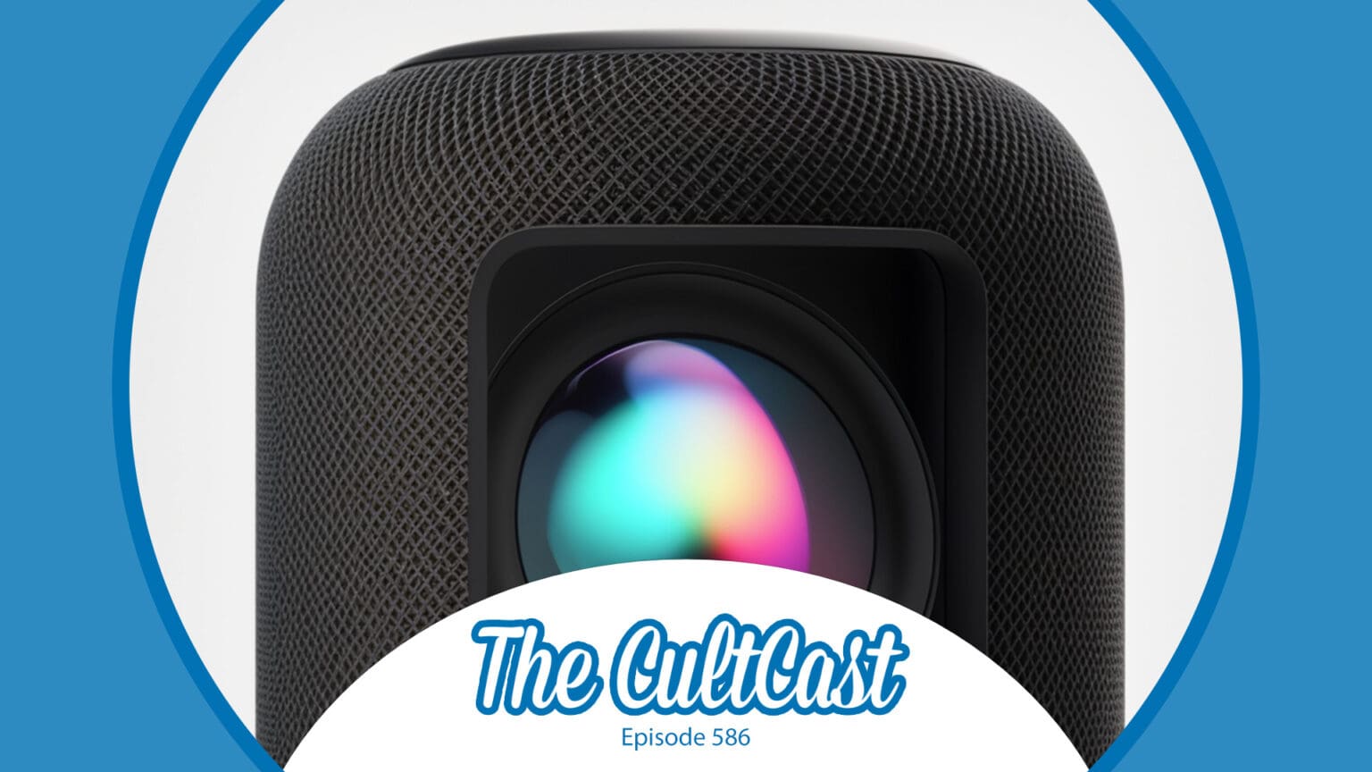 AI-generated image of a HomePod smart speaker with an embedded display.