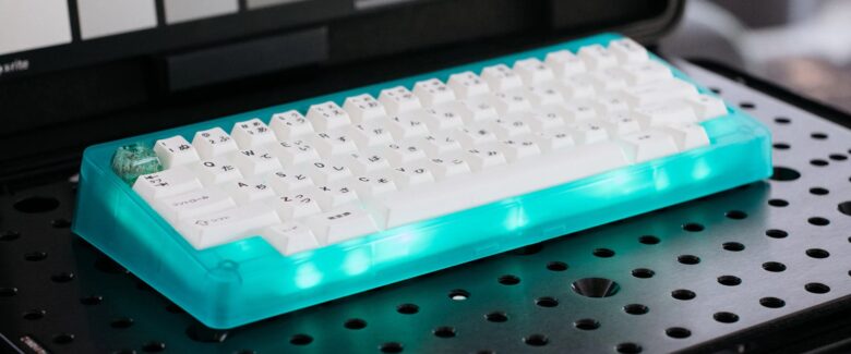 The Rama Works Kara mechanical keyboard comes in different color combos. You add your own choice of switches and key caps.