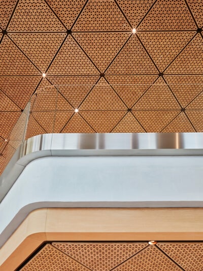 Apple BKC has a unique timber ceiling.