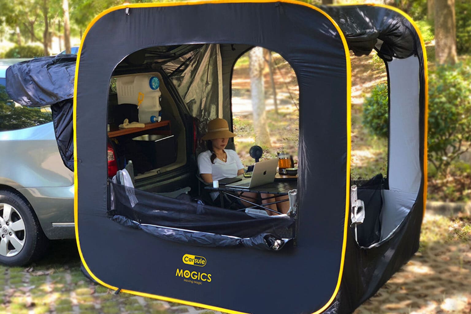 Take advantage of discounted pricing on this pop-up cabin that attaches to your car.