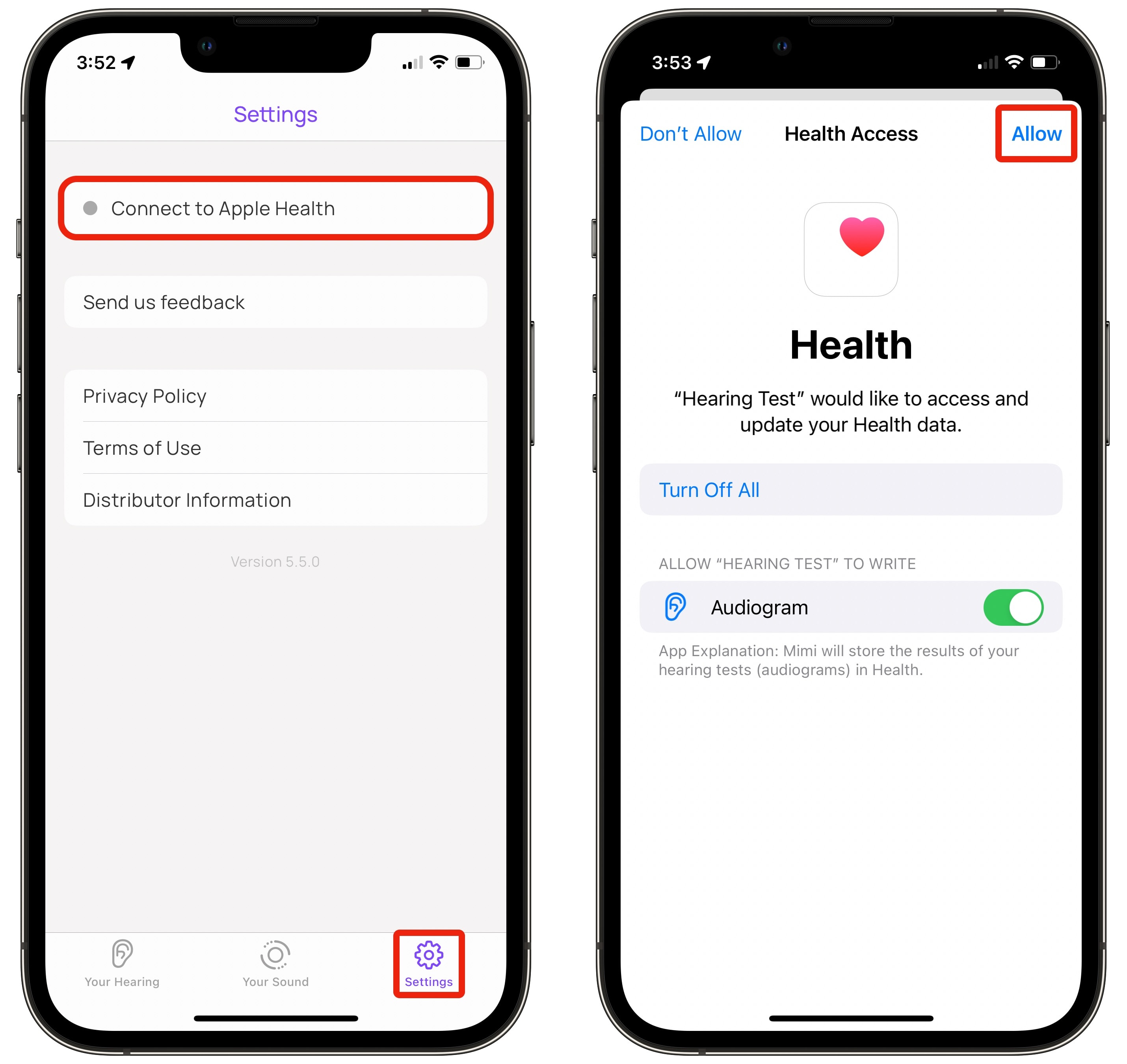Connect Mimi to Apple Health