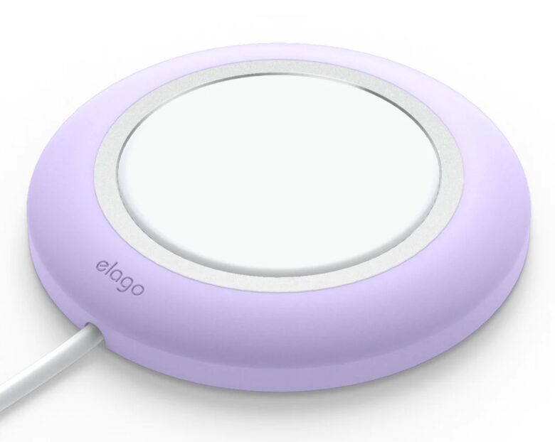 Elago's MS charging pad comes in lavender, pink, white, mint, red, black and jean indigo colors.