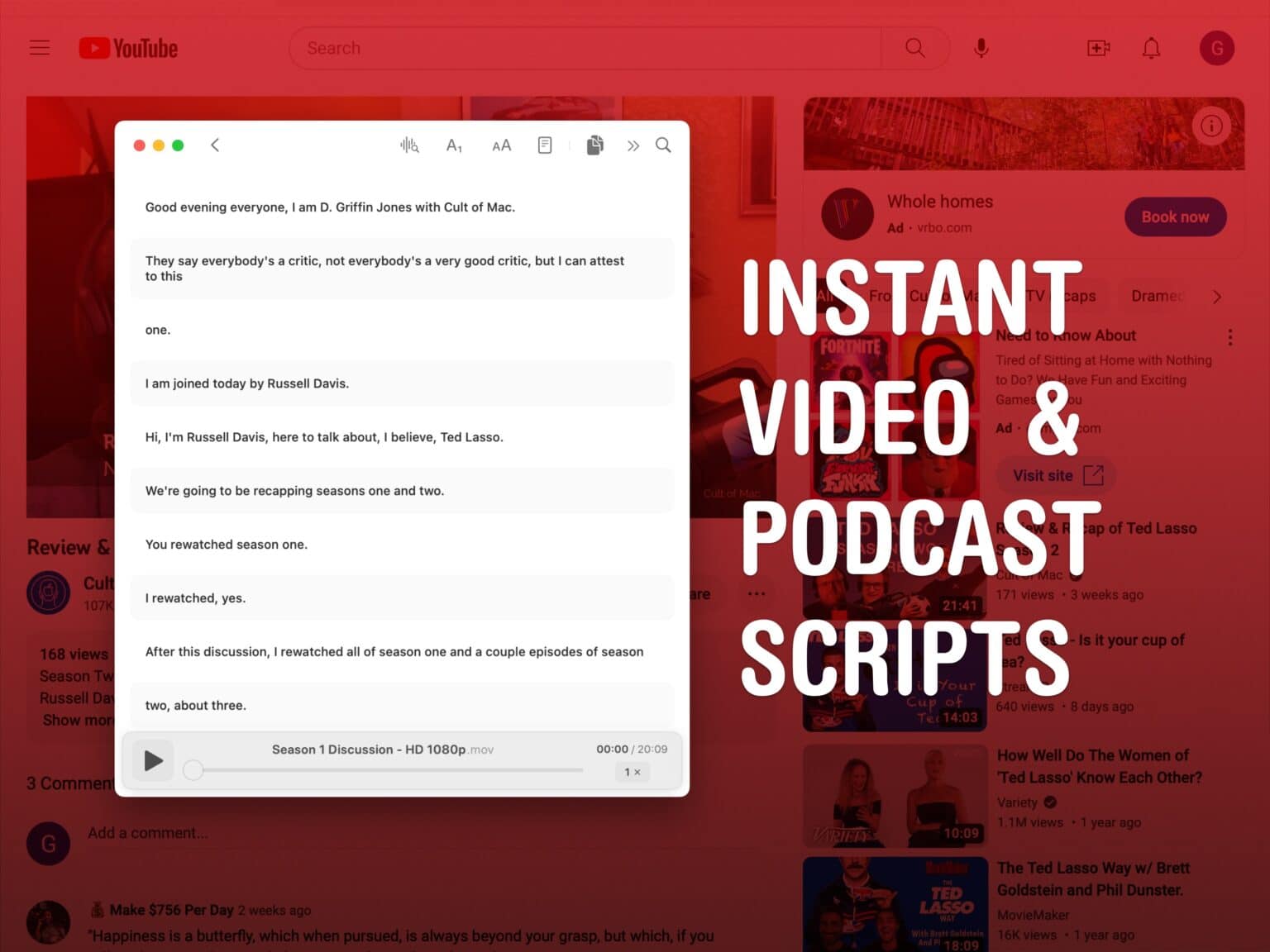 Instant video & podcast scripts