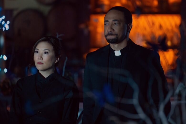 Ally Maki and Damon Gupton in "The Big Door Prize," now streaming on Apple TV+. 