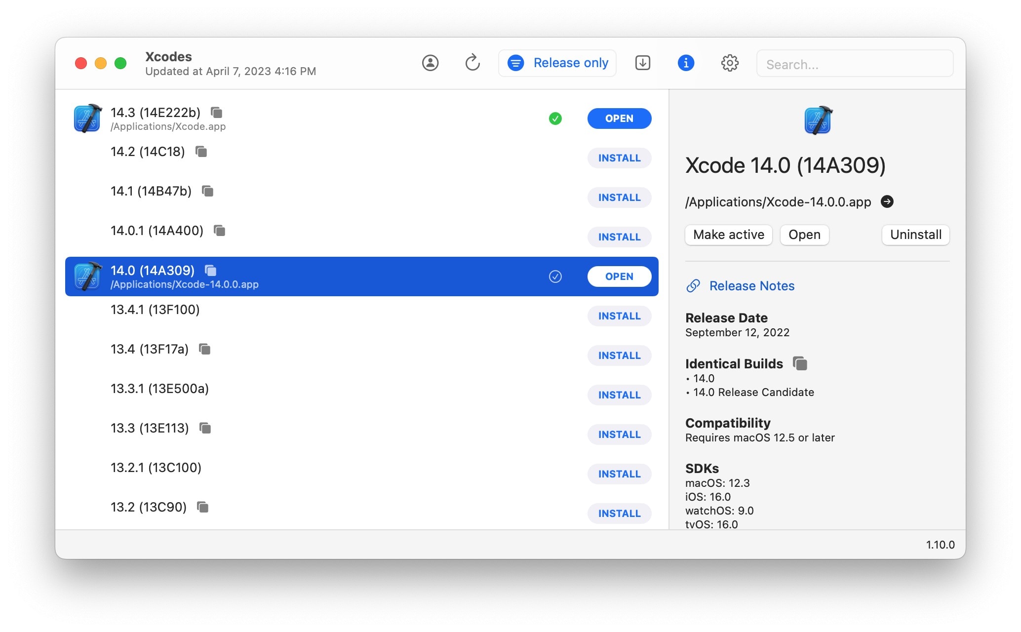 Xcodes installing several different versions of Xcode