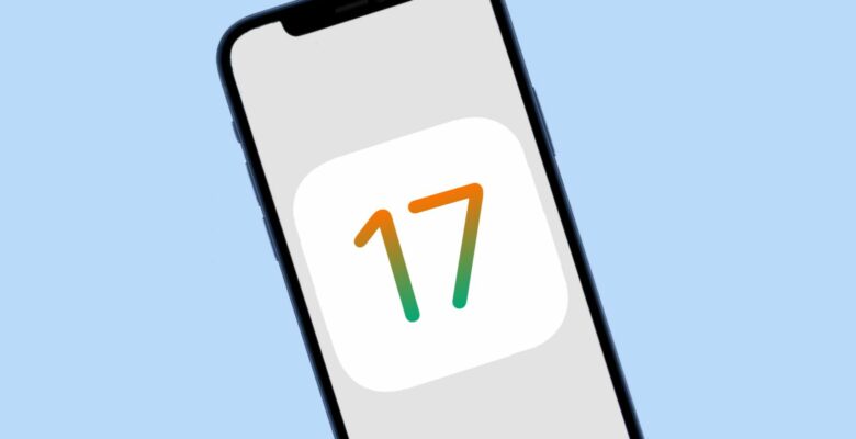 iPhone with an iOS 17 logo