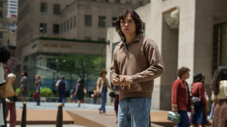 English actor Tom Holland plays a troubled young American in "The Crowded Room" on Apple TV+.