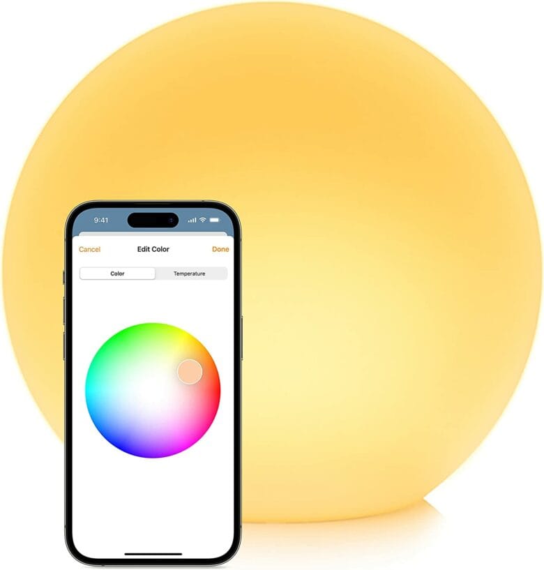 You can control the color and temperature from your device.