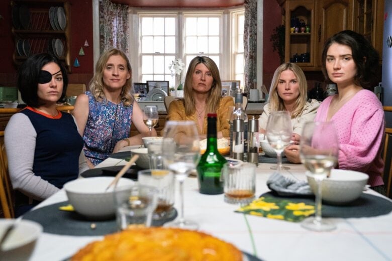 Sarah Greene, Anne-Marie Duff, Sharon Horgan, Eva Birthistle and Eve Hewson in "Bad Sisters," now streaming on Apple TV+.