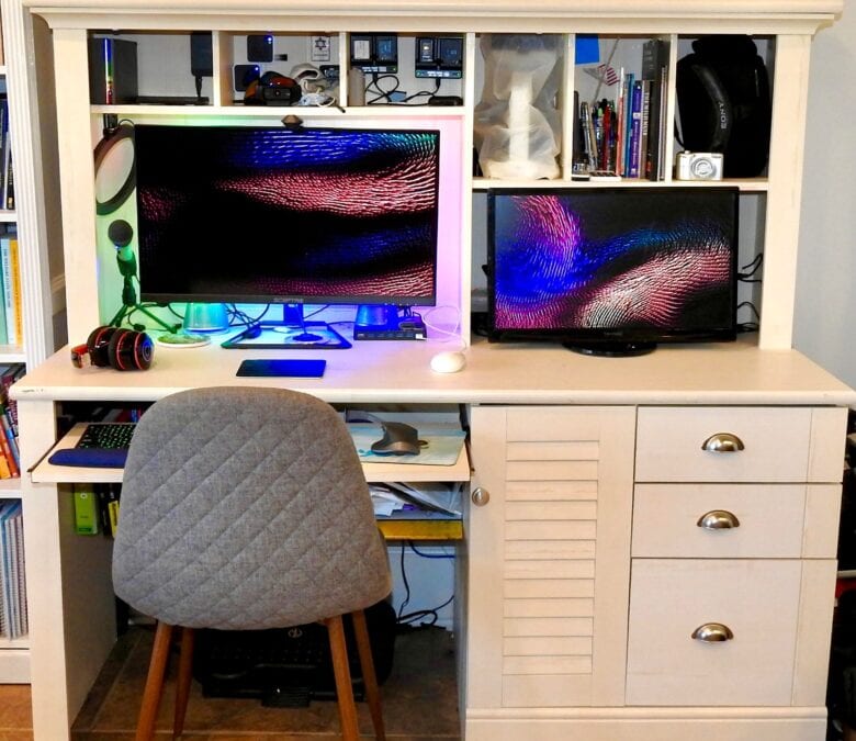 Gabriel's computer setup packs a large array of gear.