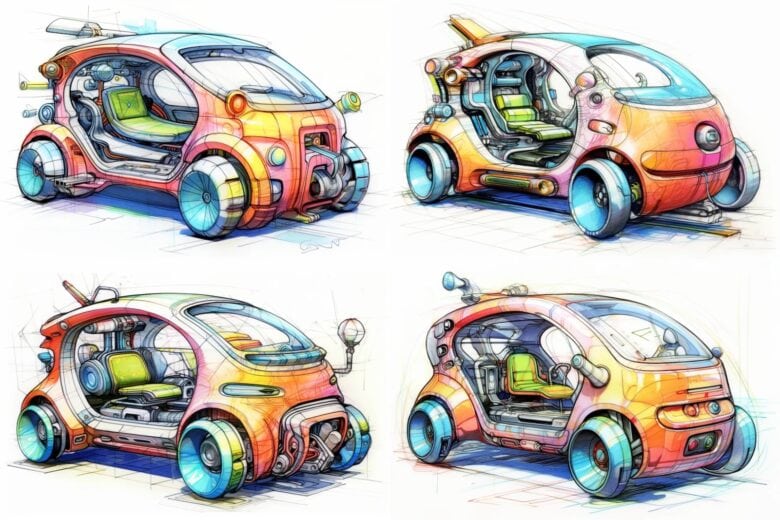 Concept sketches for an Apple car.