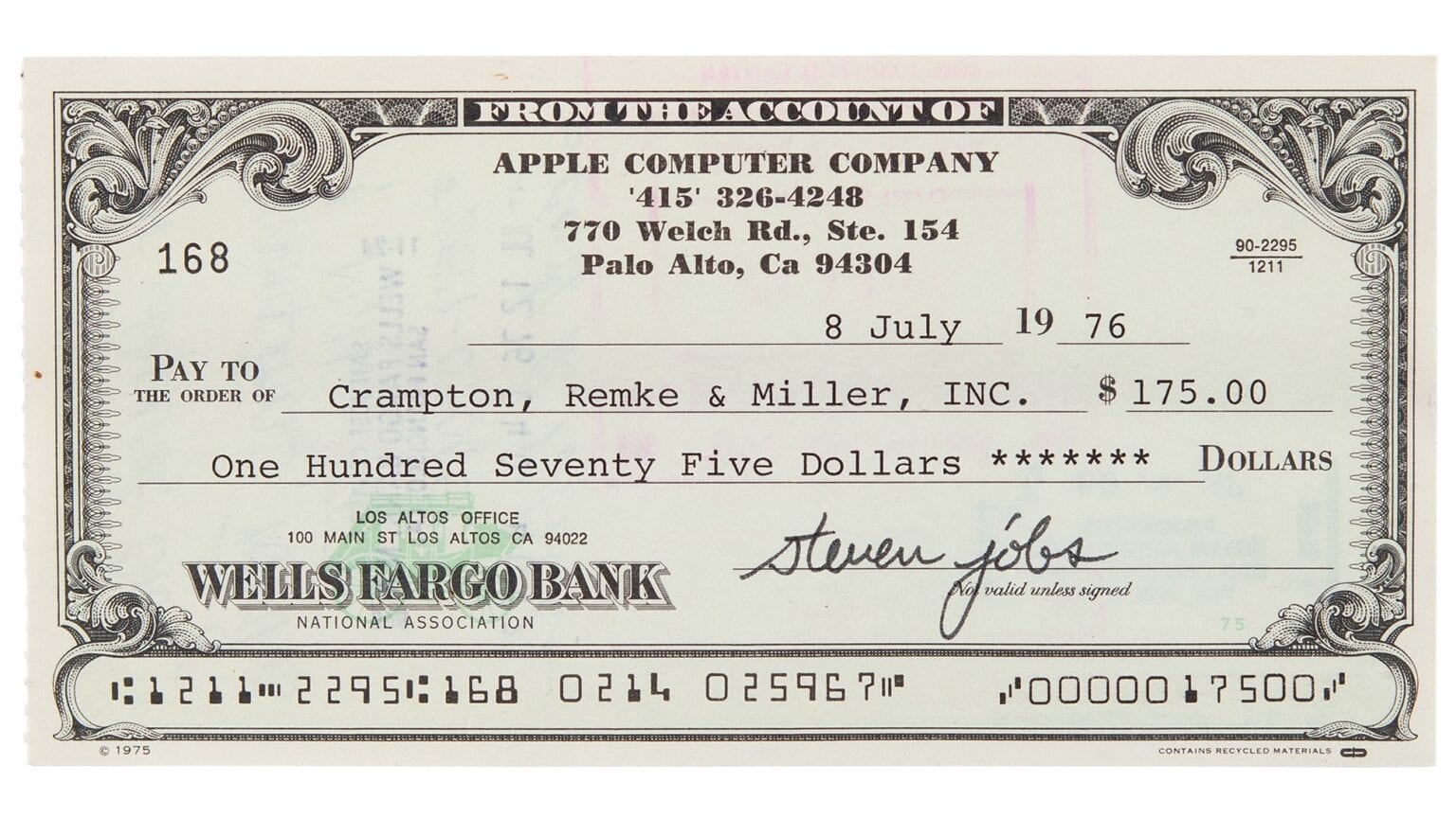 Bid on check signed by Steve Jobs to own piece of Apple history