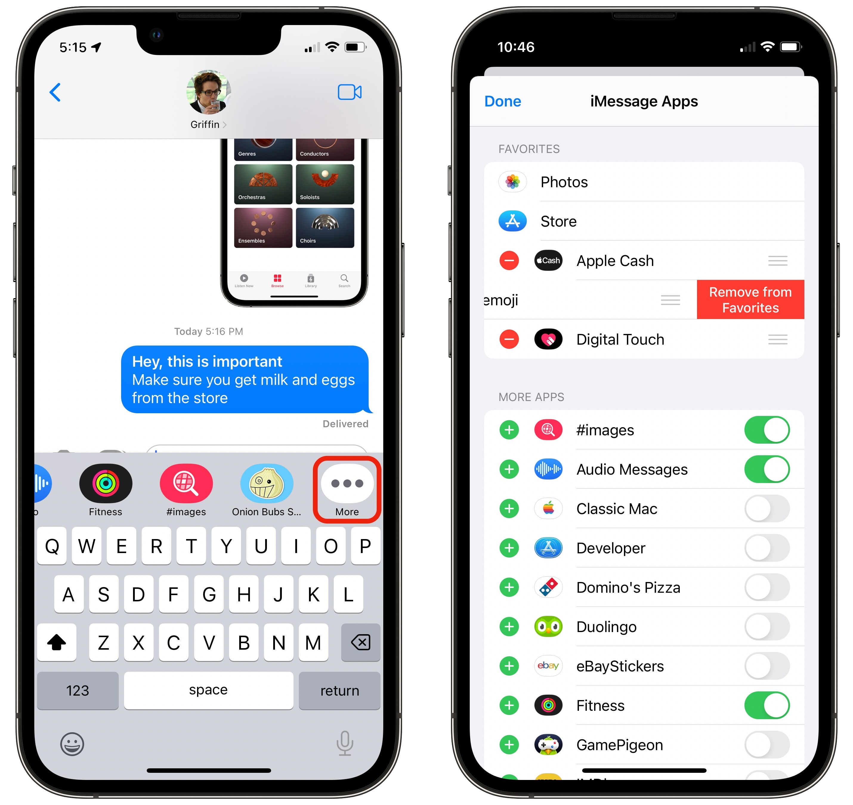Clear out iMessage apps from the list