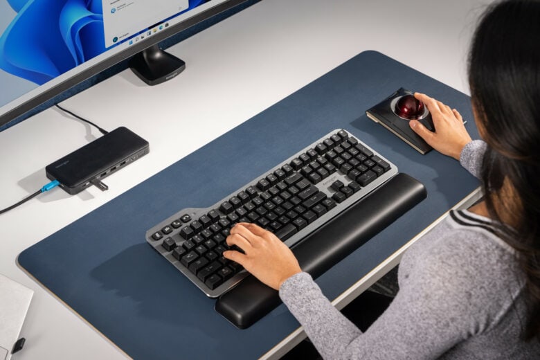 "Silent" may be a stretch, but Kensington's new full-sized mechanical keyboard cuts down on the keystroke noise.