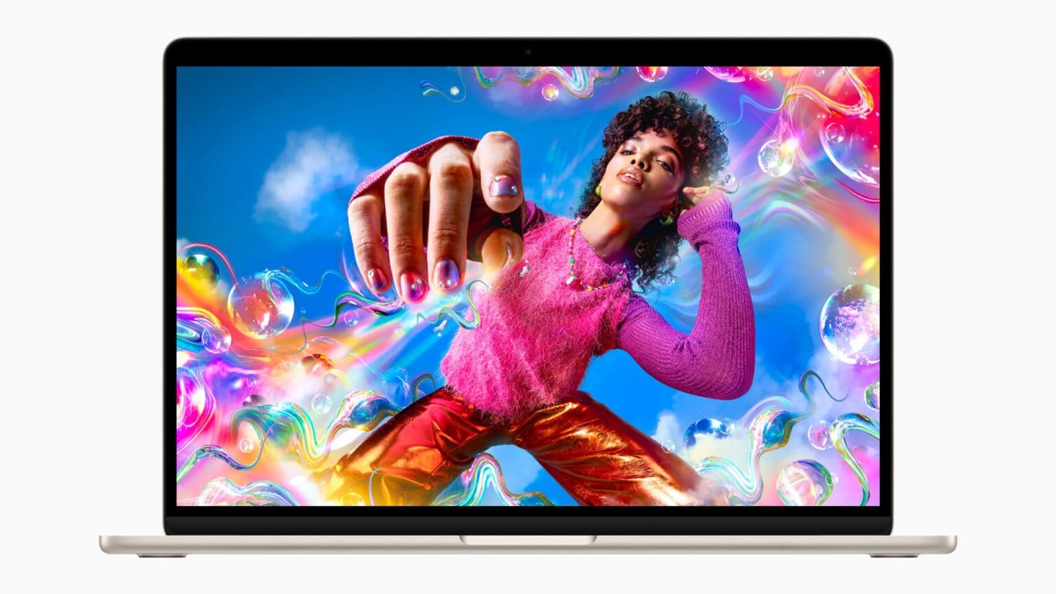 The new MacBook Air features a spacious, high-resolution 15.3-inch Liquid Retina display — 25 percent larger than the 13-inch MacBook Air with M2.