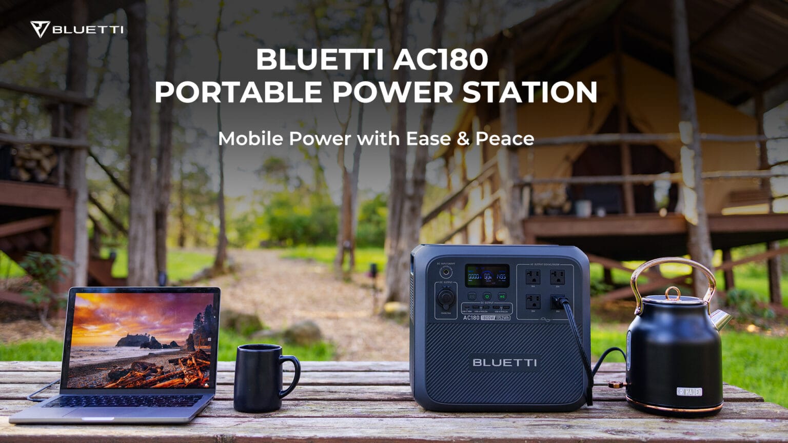 The light and compact Bluetti AC180 Portable Power Station will will makes the most of your camping trips.