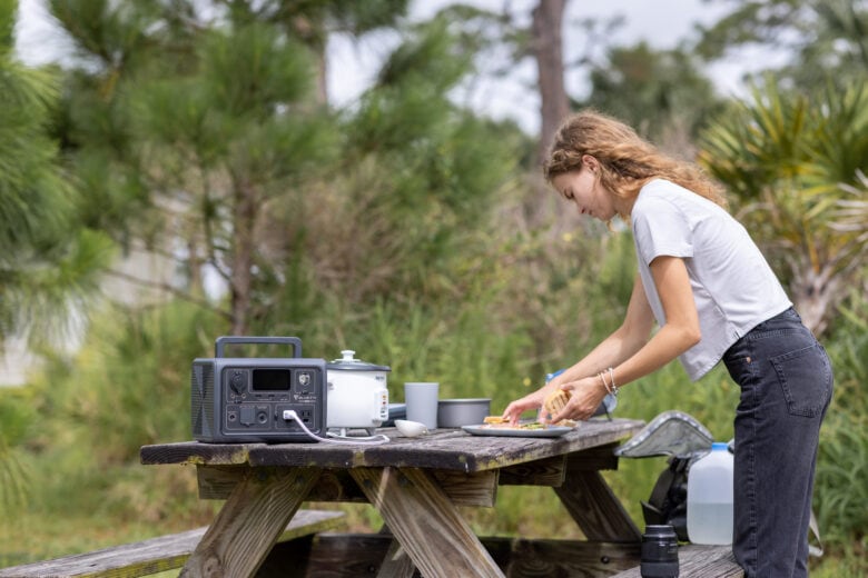 Camping is better with portable power from the compact EB3A generator.