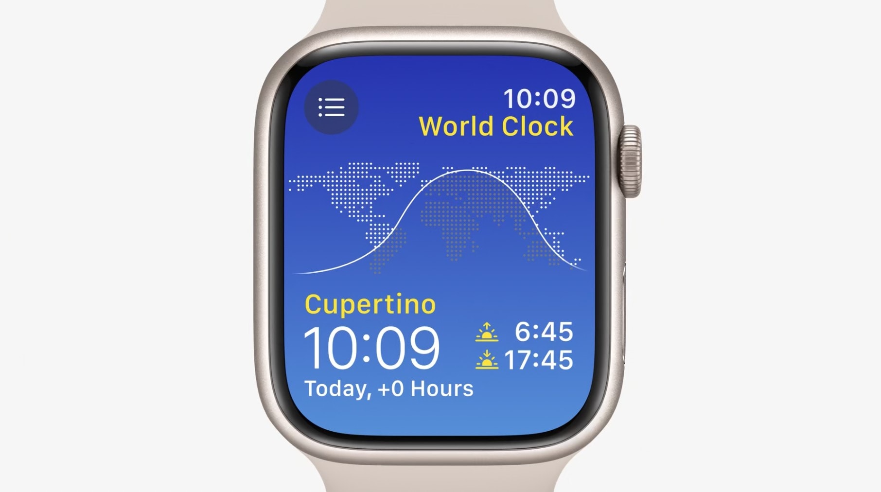 World Clock app looking lovely on watchOS 10