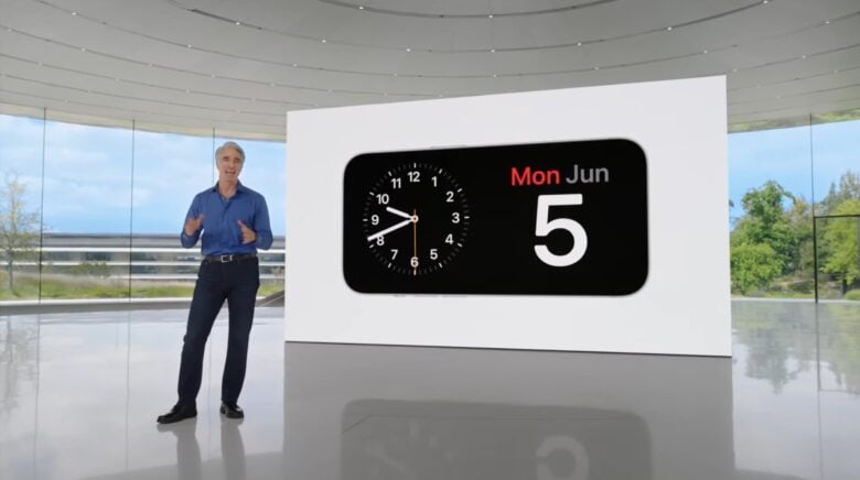 StandBy Federighi described the new StandBy feature in iOS 17 during the WWDC23 keynote.