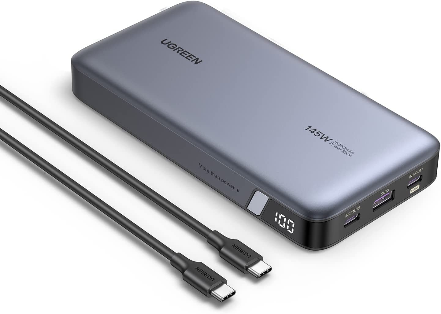 Charge up to three devices at once from the new power bank's big 25,000mAh battery.