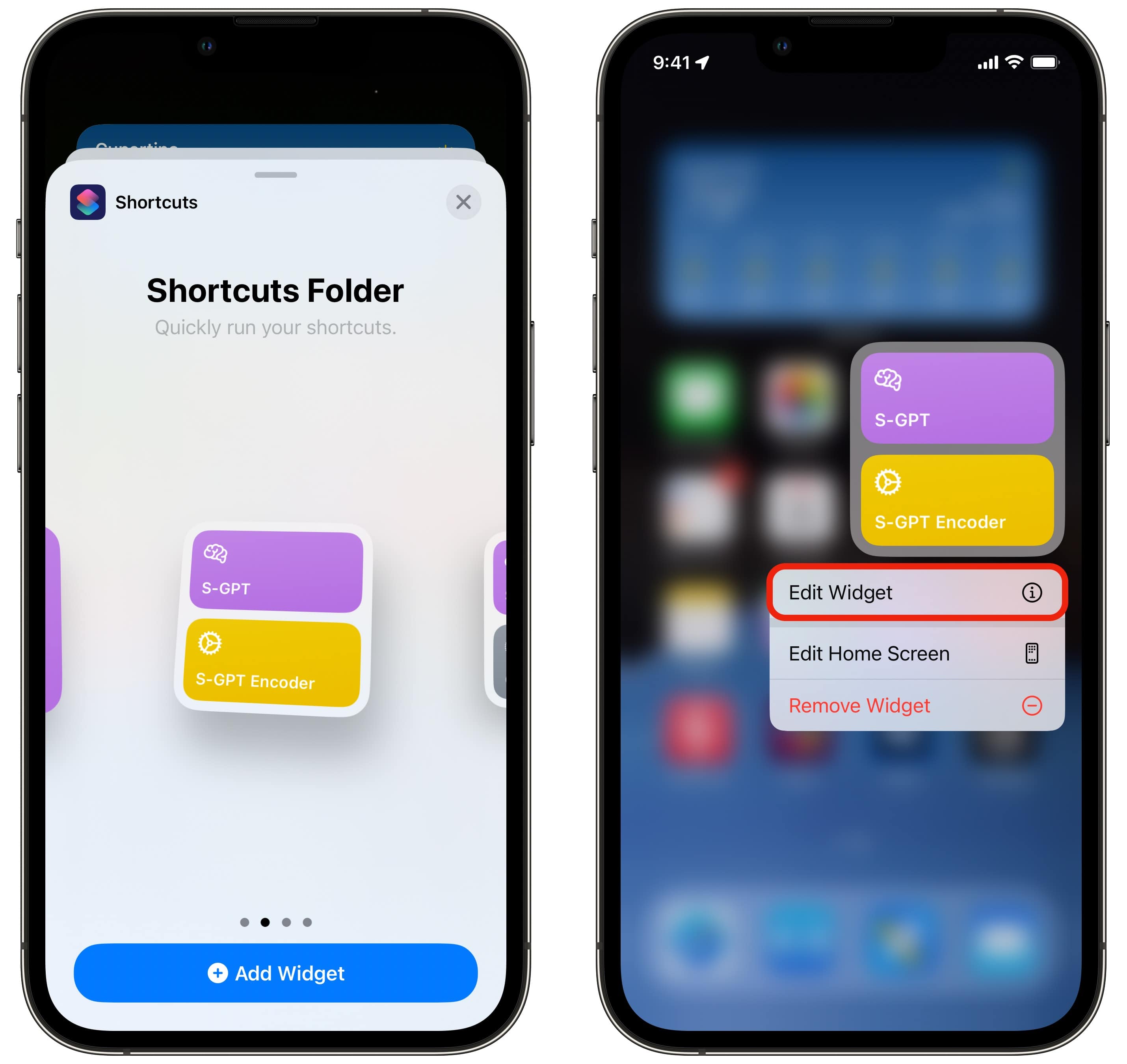 Add Shortcuts widget to the Home Screen