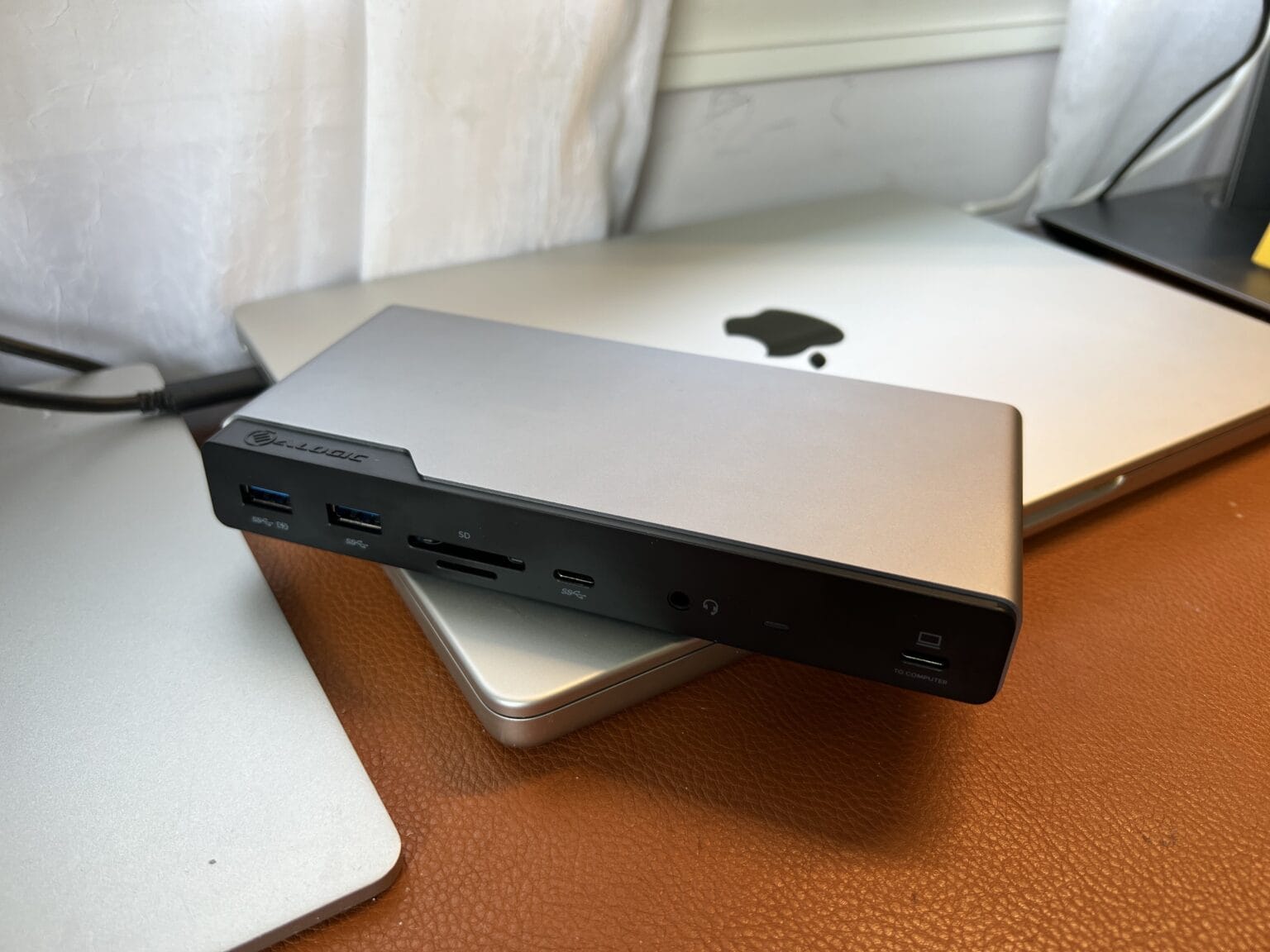This slim dock does a lot. You can run three external displays with your MacBook and hook up several other peripherals.