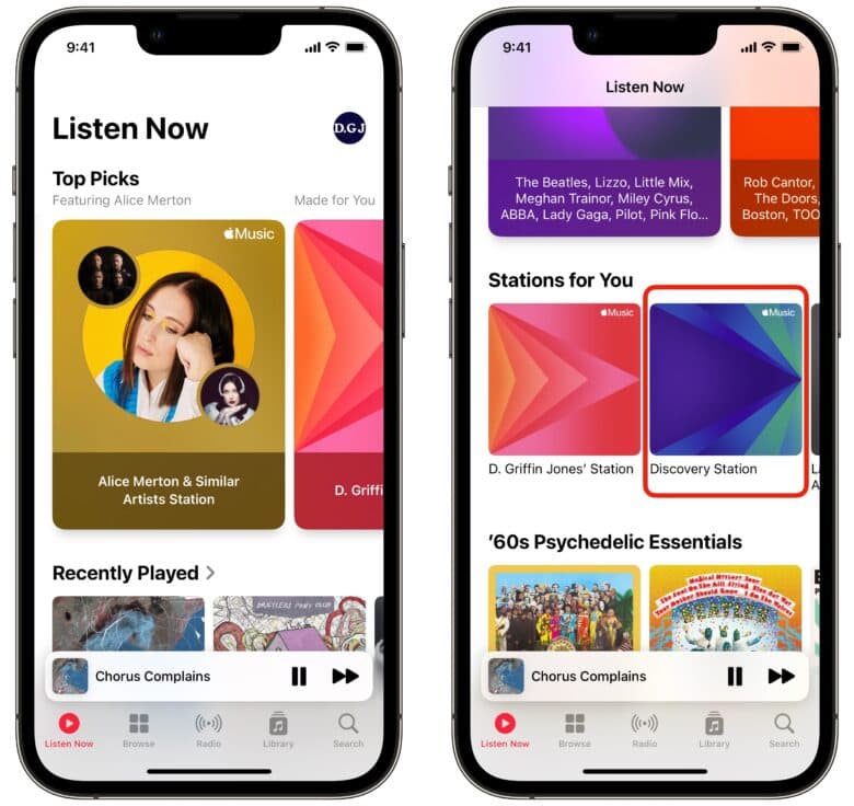 The Apple Music Discover playlist in the Listen Now tab