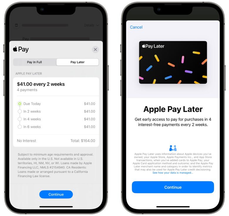 Starting a payment with Apple Pay Later