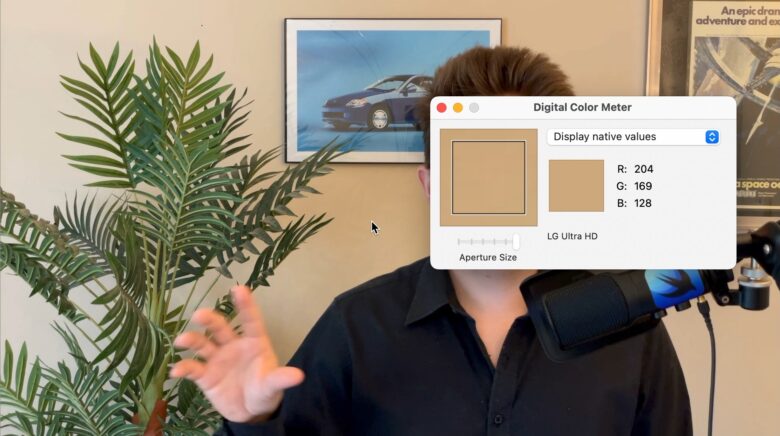 Using Digital Color Meter on a screenshot from the above video