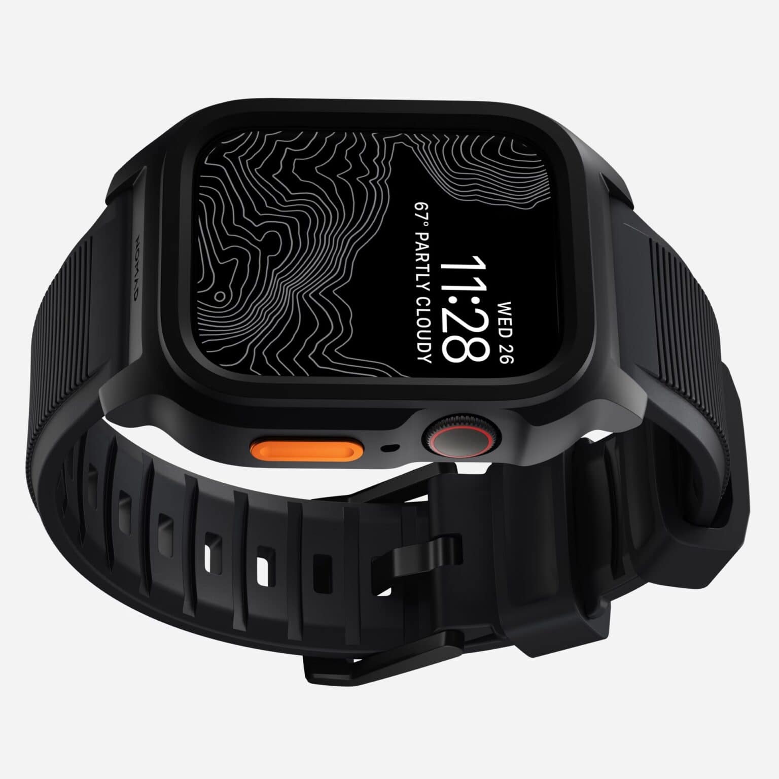 The orange button alone suggests Apple Watch Ultra, even though it's not.