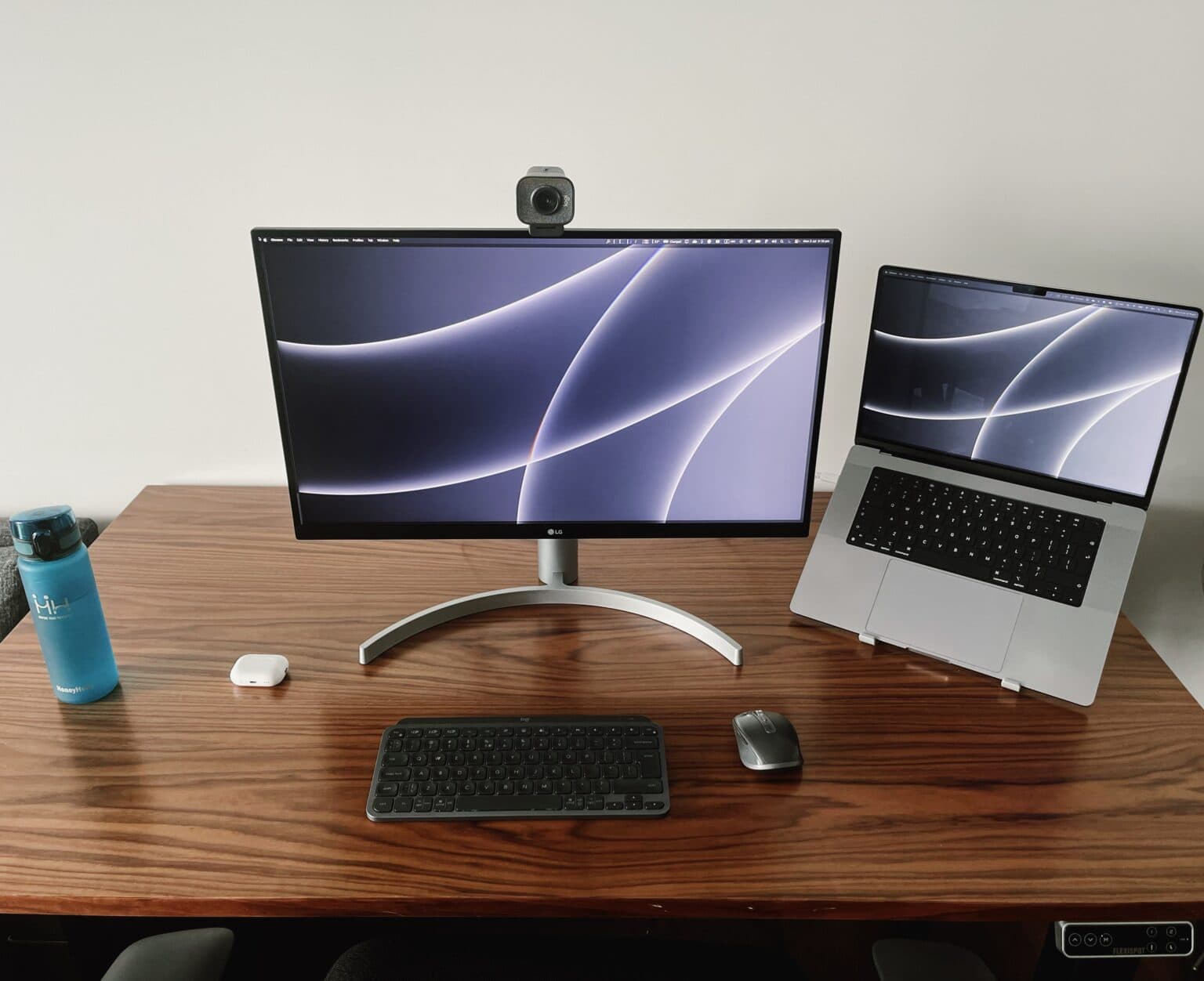Even if you have a lot more gear than this, a standing desk can make a world of difference.