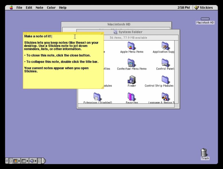 Stickies on Mac OS 9