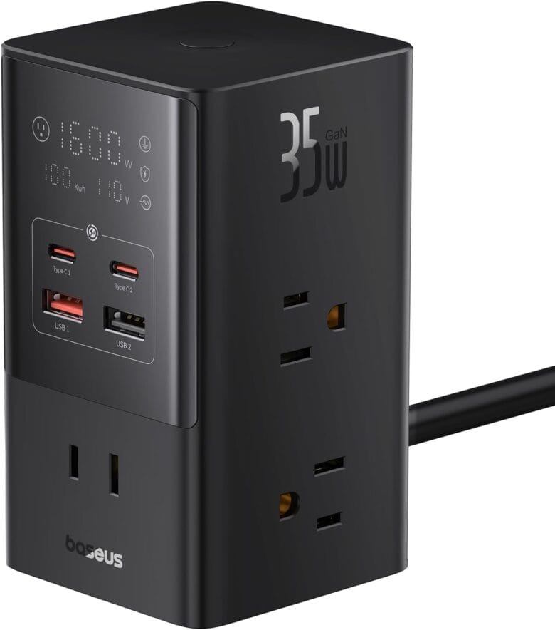 With six AC outlets, two USB-C ports and two USB-A ports, the station covers most of a computer setup's power needs.