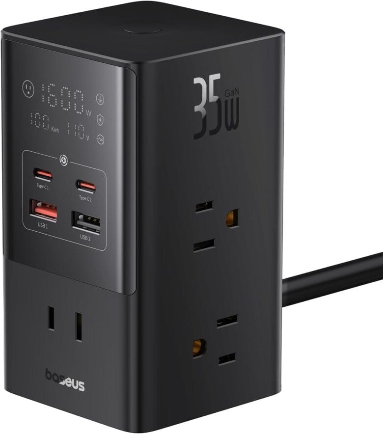Baseus PowerCombo power strip 35W With six AC outlets, two USB-C ports and two USB-A ports, the station covers most of a computer setup's power needs.