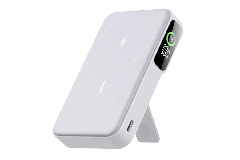 Anker MagGo Qi2 power bank features a display on the side, plus a kickstand.