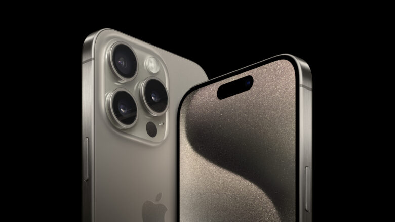 The iPhone 15 Pro models feature a strong and lightweight new titanium design.