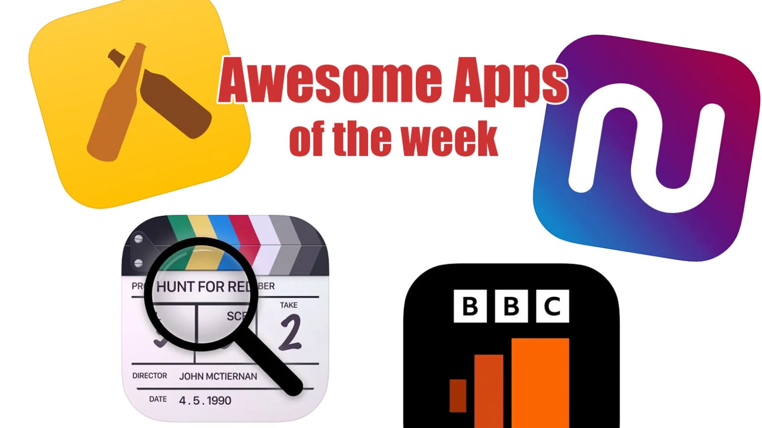 Awesome Apps for the Week: App icons for Untappd, Numero eSIM, Callsheet and BBC Sounds.
