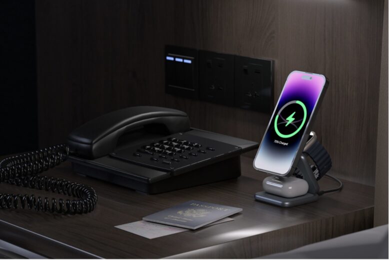 Fold up and travel with this magnetic charging station for your Apple devices, now only $75.97.