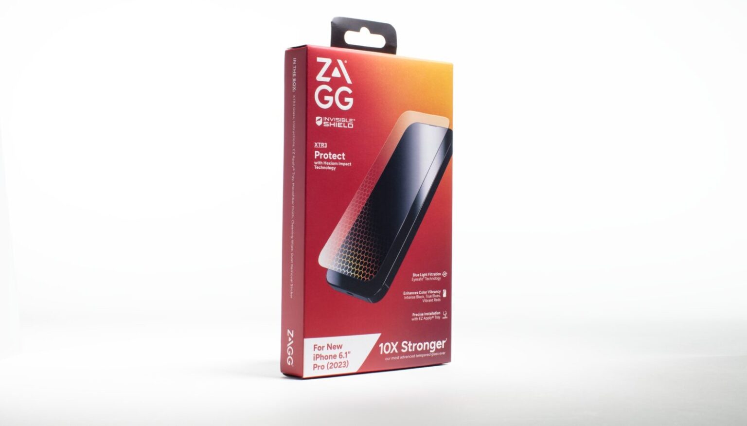 Zagg XTR3 screen protector box. Edge to edge protection protecting your screen from any accidental drops.