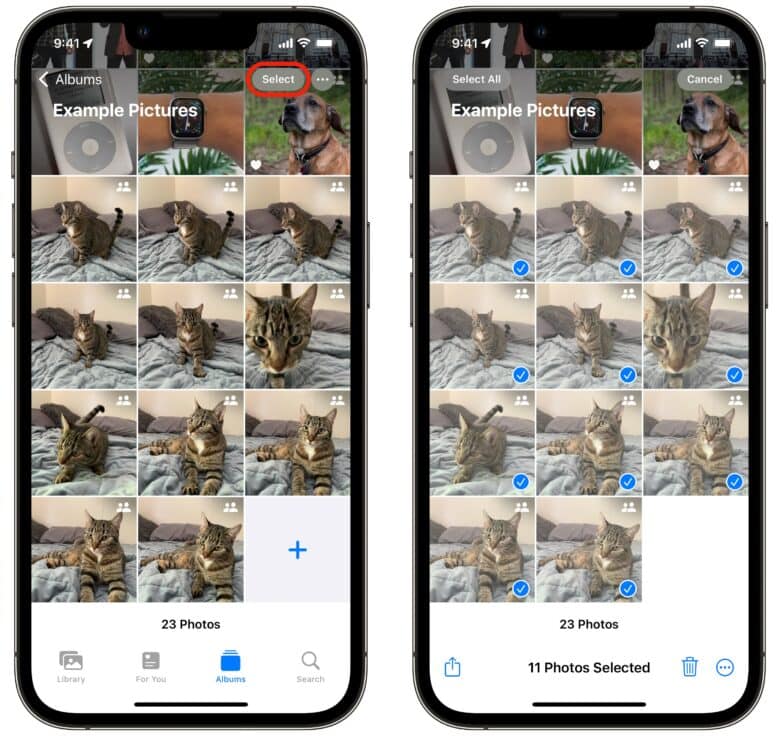 Selecting photos on iPhone