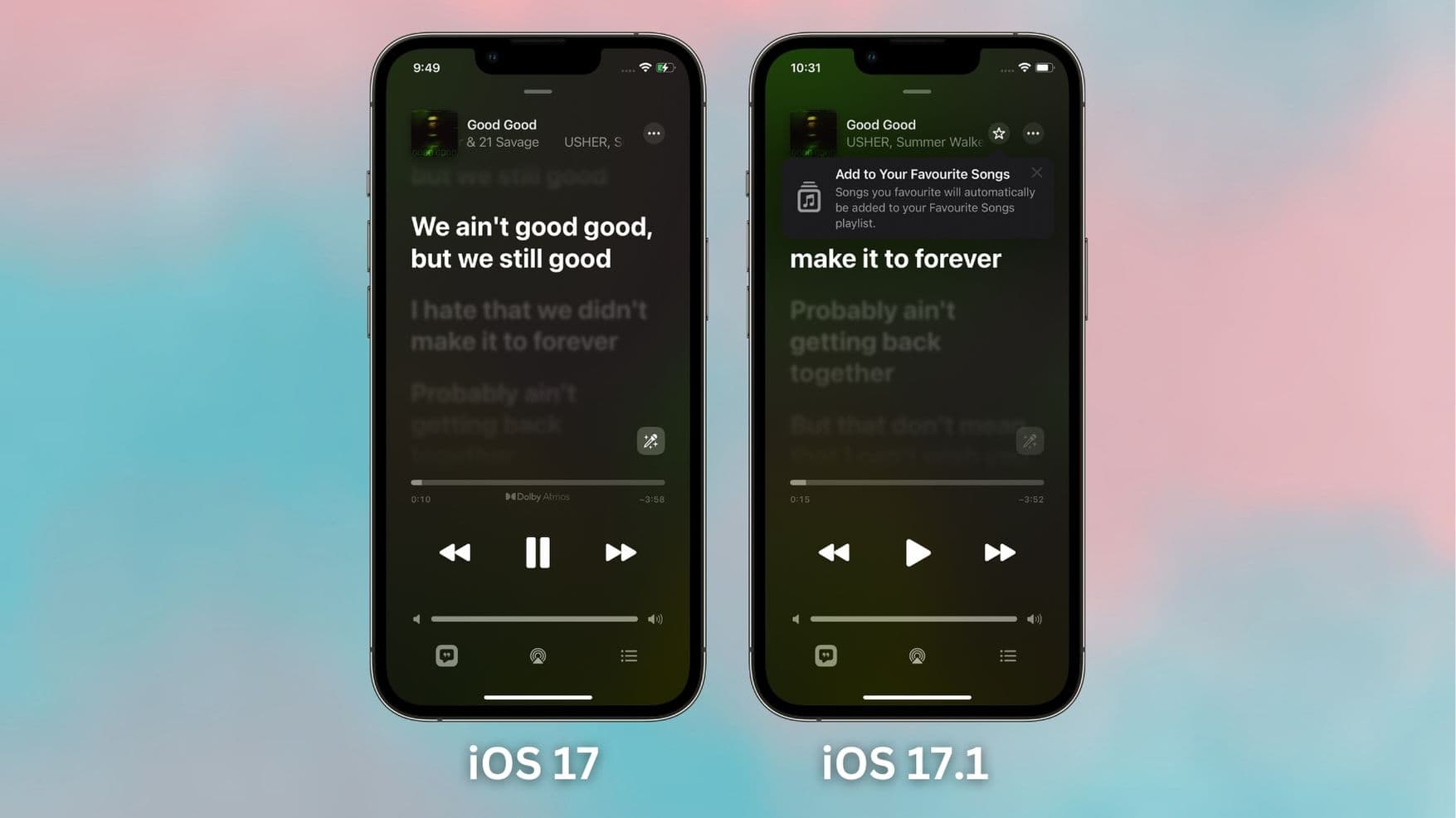 It is now easier than ever to favorite songs in Apple Music on iOS 17.1.