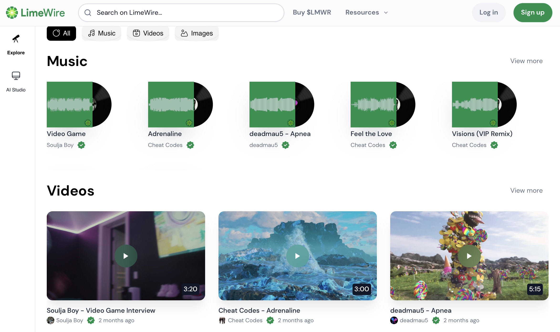 On the LimeWire homepage, you can access tools to create and edit images. In the near future, you'll be able to work with videos and music, too.