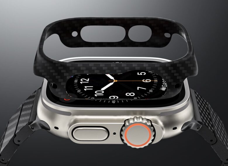 Ultra-thin and lightweight carbon fiber case for Apple Watch Ultra offers robust protection