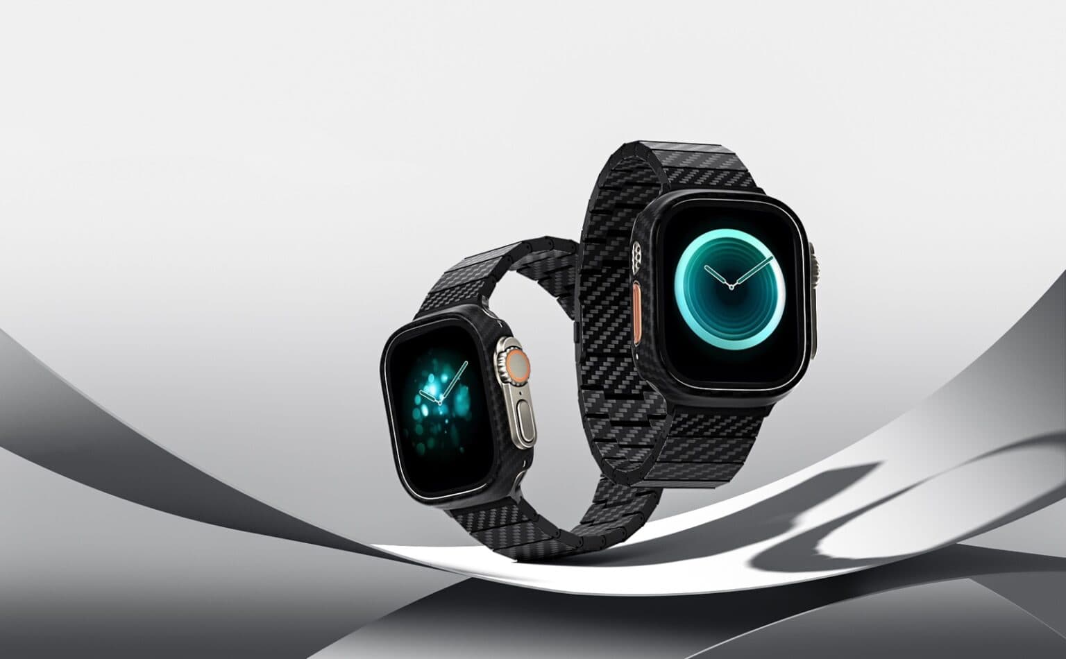 Lightweight carbon fiber Apple Watch Ultra band and case by Lululook.