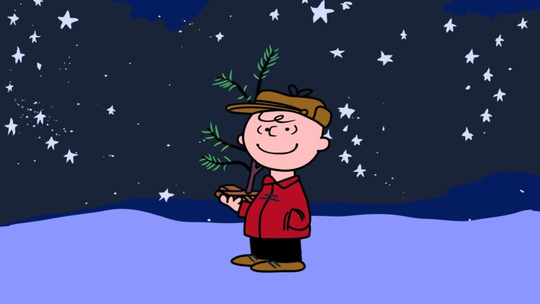 Charlie Brown always spots the Christmas tree that needs a little help.